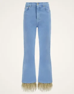 La DoubleJ Denim|Pantaloni E Shorts<Fancy Crop Jeans (With Feathers)Light Blue in Denim