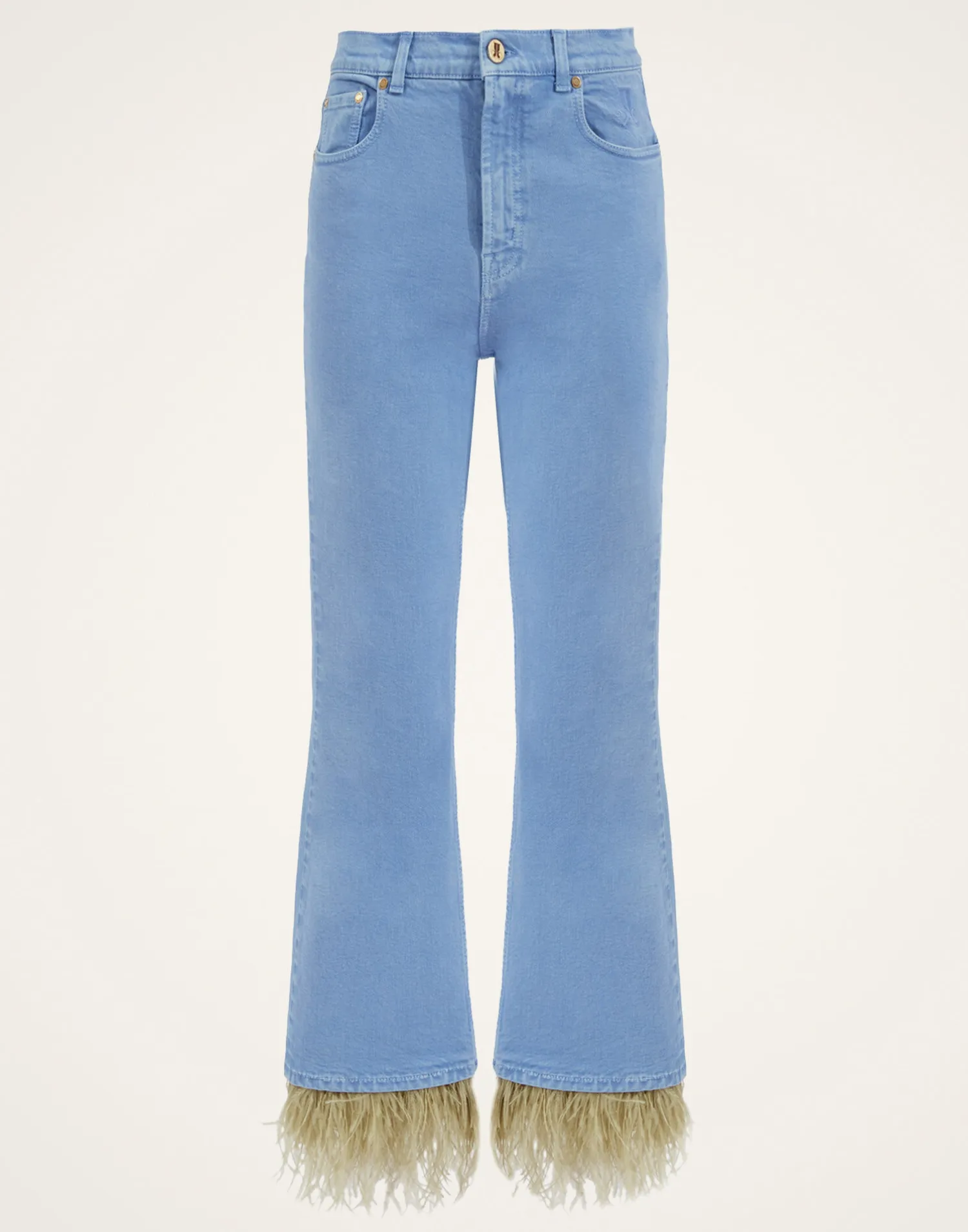 La DoubleJ Denim|Pantaloni E Shorts<Fancy Crop Jeans (With Feathers)Light Blue in Denim