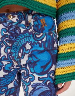 La DoubleJ Denim|Pantaloni E Shorts<Fancy Crop Jeans (With Feathers)Anemone in Denim