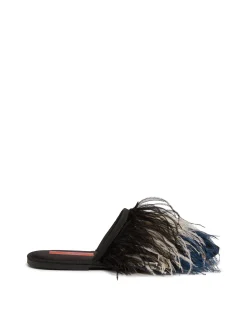 La DoubleJ Scarpe|Accessories<Feather SlipperSolid Black in Raso