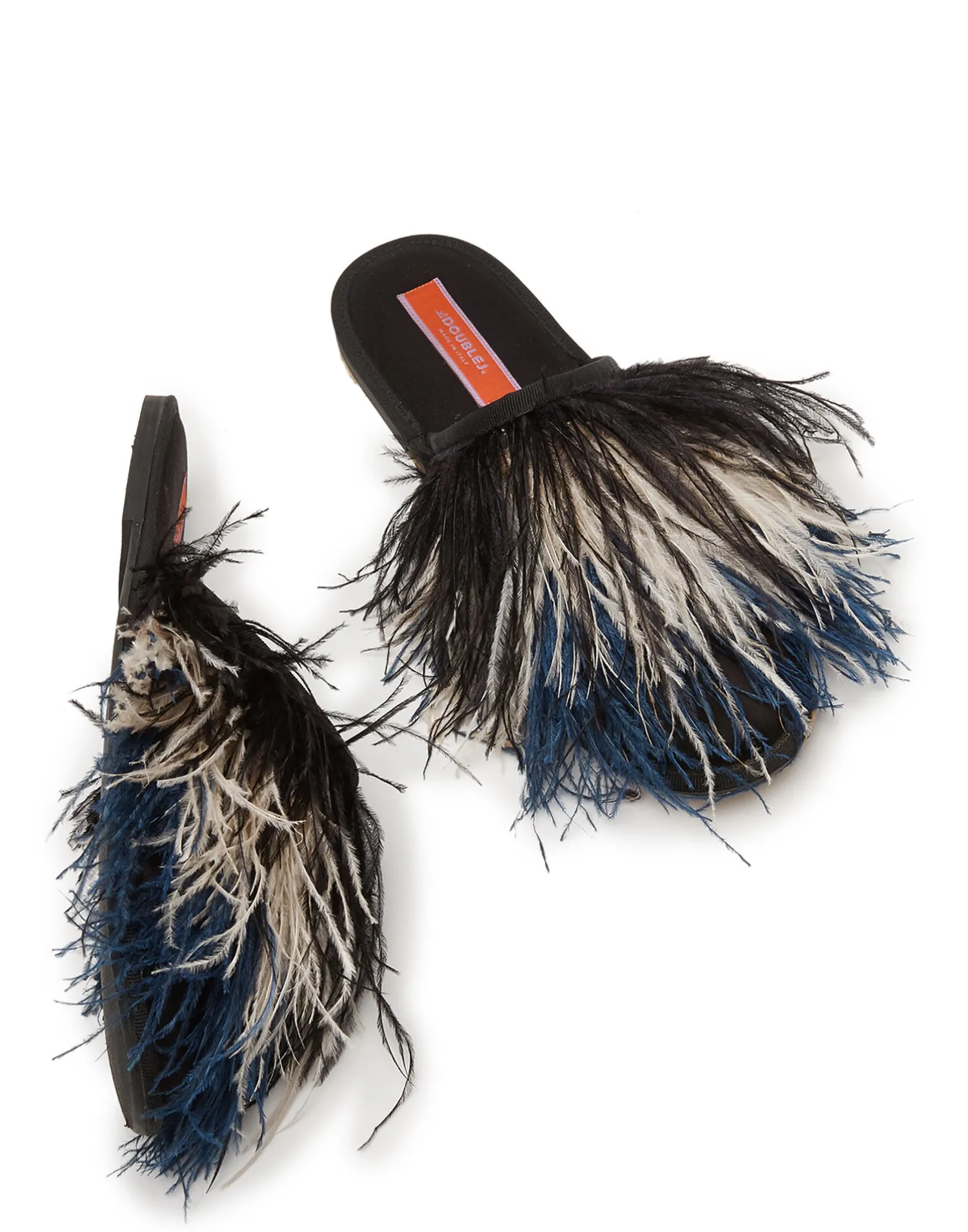 La DoubleJ Scarpe|Accessories<Feather SlipperSolid Black in Raso