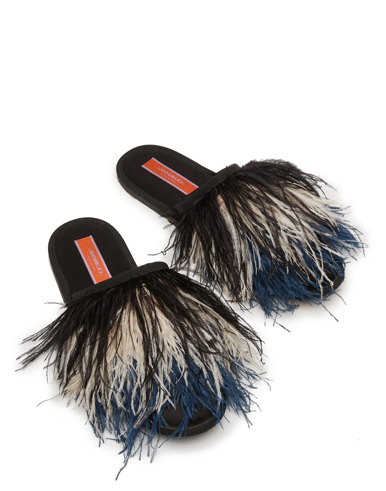 La DoubleJ Scarpe|Accessories<Feather SlipperSolid Black in Raso