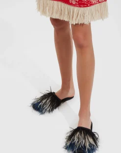 La DoubleJ Scarpe|Accessories<Feather SlipperSolid Black in Raso