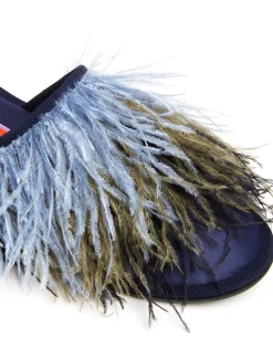 La DoubleJ Scarpe|Accessories<Feather SlippersSolid Acquamarine in Raso