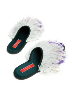 La DoubleJ Scarpe|Accessories<Feather SlippersSolid Green in Raso