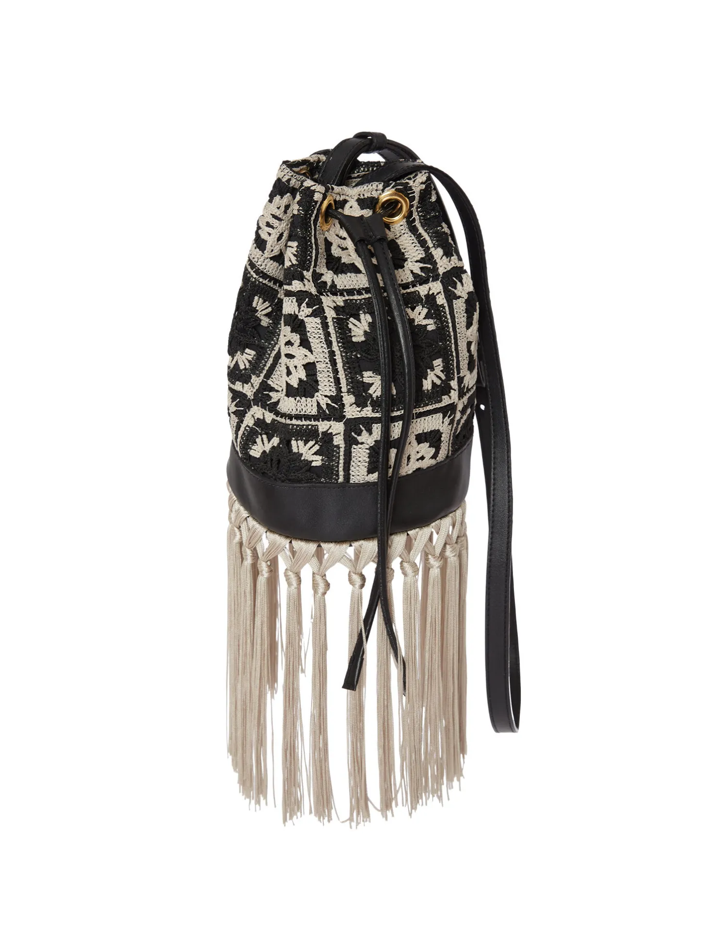 La DoubleJ Borse E Pochettes|Accessories<Feria Crossbody BagMini Tiles Black in Macramé