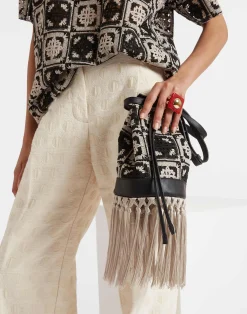 La DoubleJ Borse E Pochettes|Accessories<Feria Crossbody BagMini Tiles Black in Macramé
