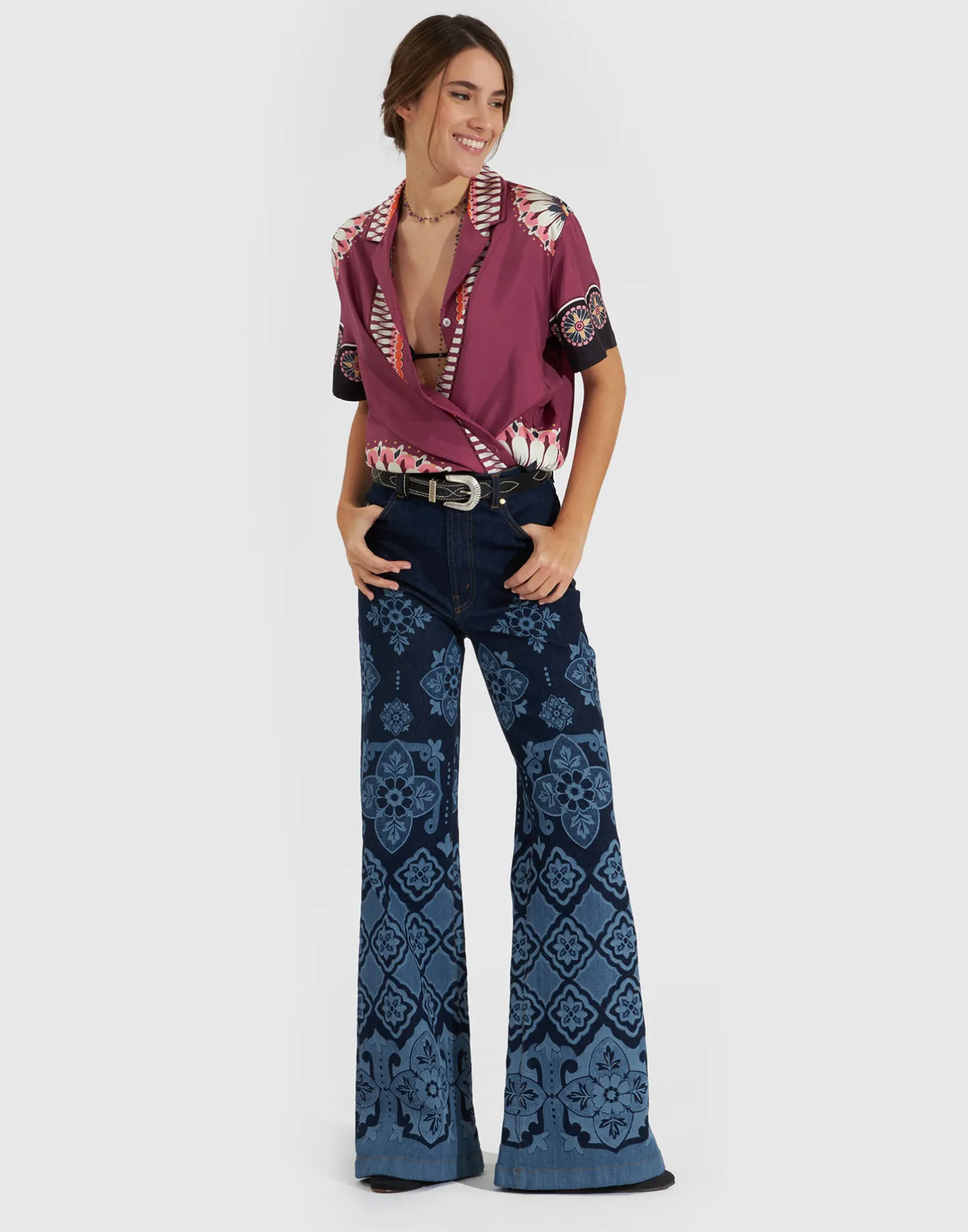 La DoubleJ Denim|Pantaloni E Shorts<Flare JeansPartenope Navy in Denim
