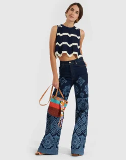 La DoubleJ Denim|Pantaloni E Shorts<Flare JeansPartenope Navy in Denim