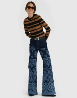 La DoubleJ Denim|Pantaloni E Shorts<Flare JeansPartenope Navy in Denim