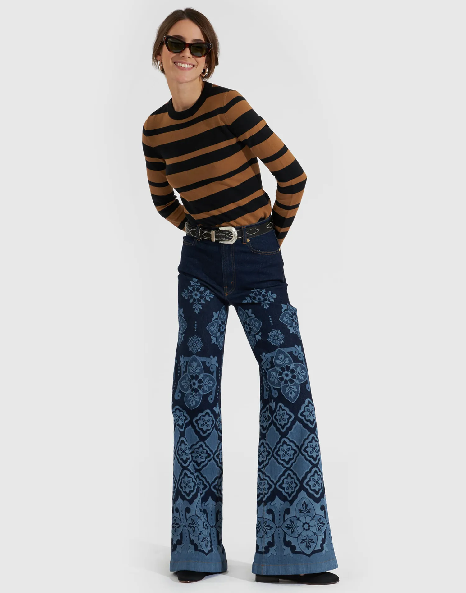 La DoubleJ Denim|Pantaloni E Shorts<Flare JeansPartenope Navy in Denim
