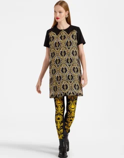 La DoubleJ Piccoli Accessori|Accessories<Flocked TightsBlack & Yellow in Flocked Nylon