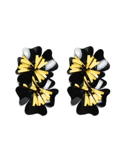La DoubleJ Bijoux|Accessories<Flora EarringsSolid Black in Macro Pansy