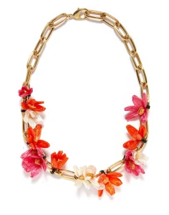 La DoubleJ Bijoux|Accessories<Flora NecklaceMulticolor Rosa/Arancio/Bianco in Raffia