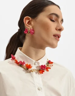 La DoubleJ Bijoux|Accessories<Flora NecklaceMulticolor Rosa/Arancio/Bianco in Raffia