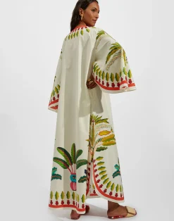 La DoubleJ Vestiti<Flying DressPalme Placée in Popeline Cotton