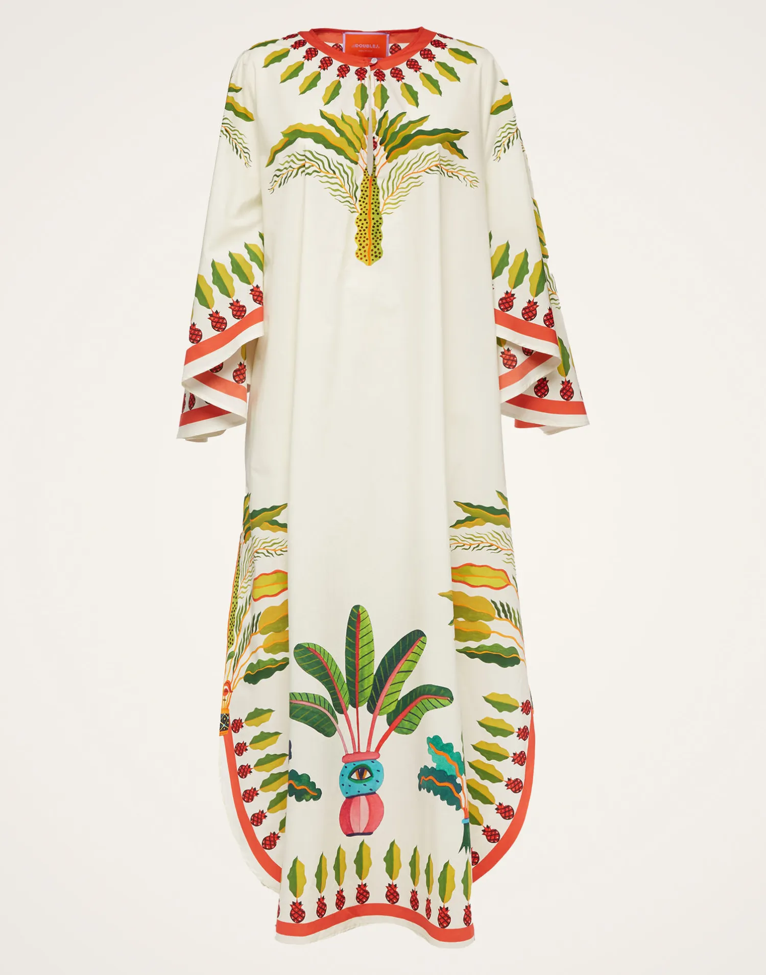 La DoubleJ Vestiti<Flying DressPalme Placée in Popeline Cotton