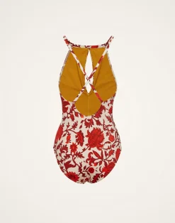 La DoubleJ Moda Mare<Fonda SwimsuitDragonflower Mini Red in Lycra
