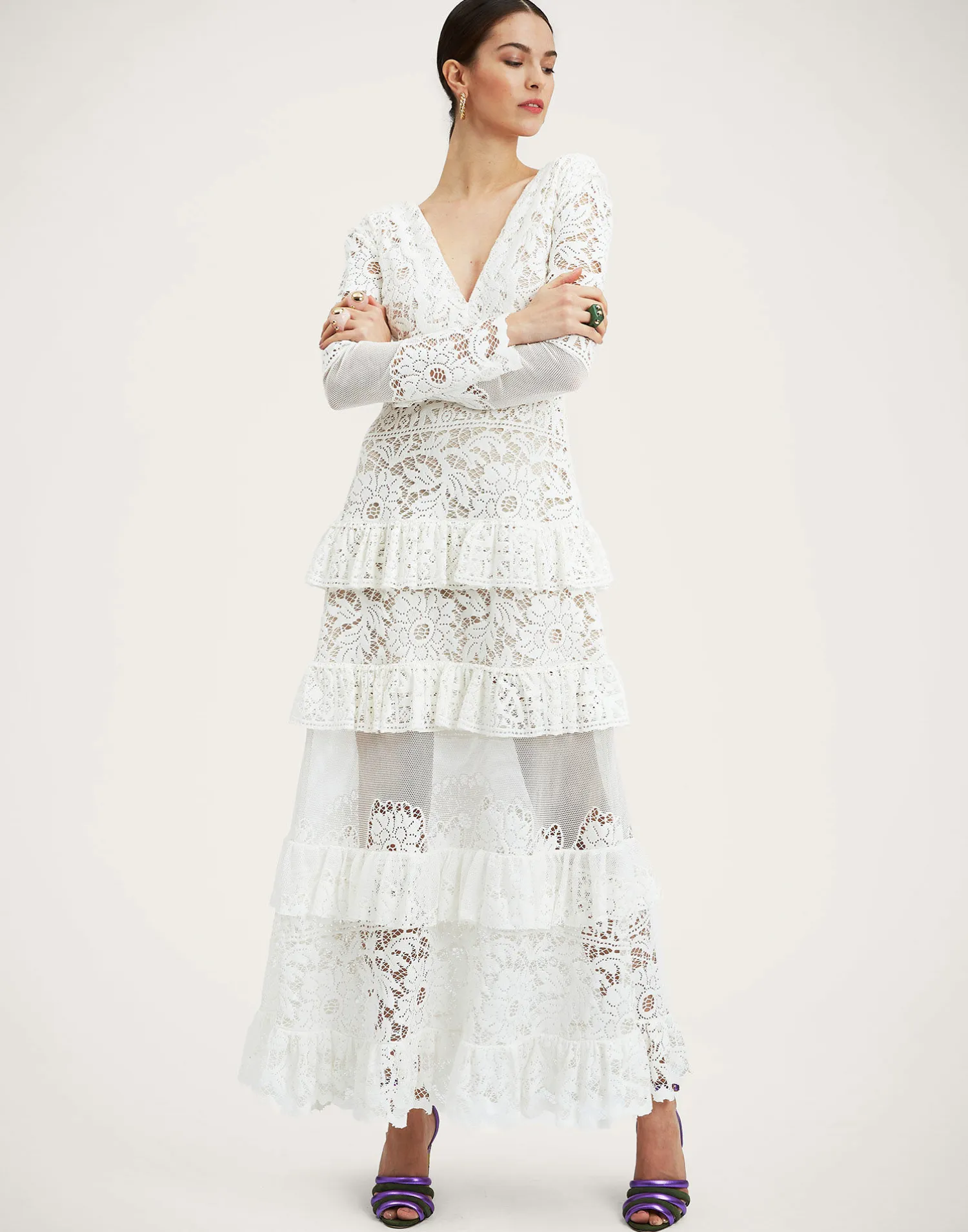 La DoubleJ Vestiti<Footloose Lacey DressWhite in Cotton Lace