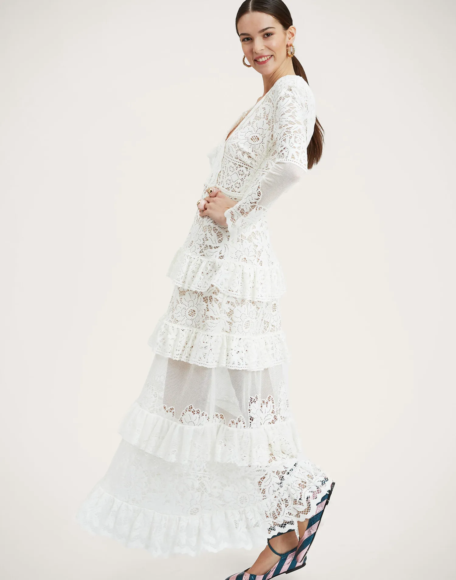 La DoubleJ Vestiti<Footloose Lacey DressWhite in Cotton Lace