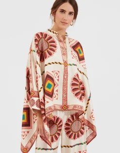 La DoubleJ Party Dressing<Foulard ShirtMacro Tiles Plac&eacute;e in Twill Silk