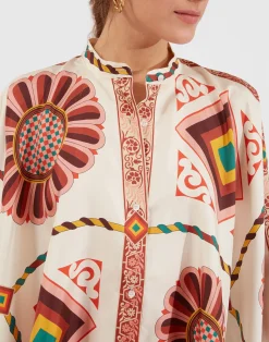 La DoubleJ Party Dressing<Foulard ShirtMacro Tiles Plac&eacute;e in Twill Silk
