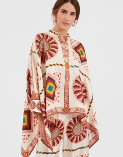 La DoubleJ Camicie E Top<Foulard ShirtMacro Tiles Plac&eacute;e in Twill Silk