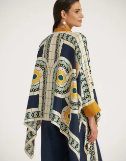 La DoubleJ Camicie E Top<Foulard ShirtMudejar Plac&eacute;e Blue in Silk Twill