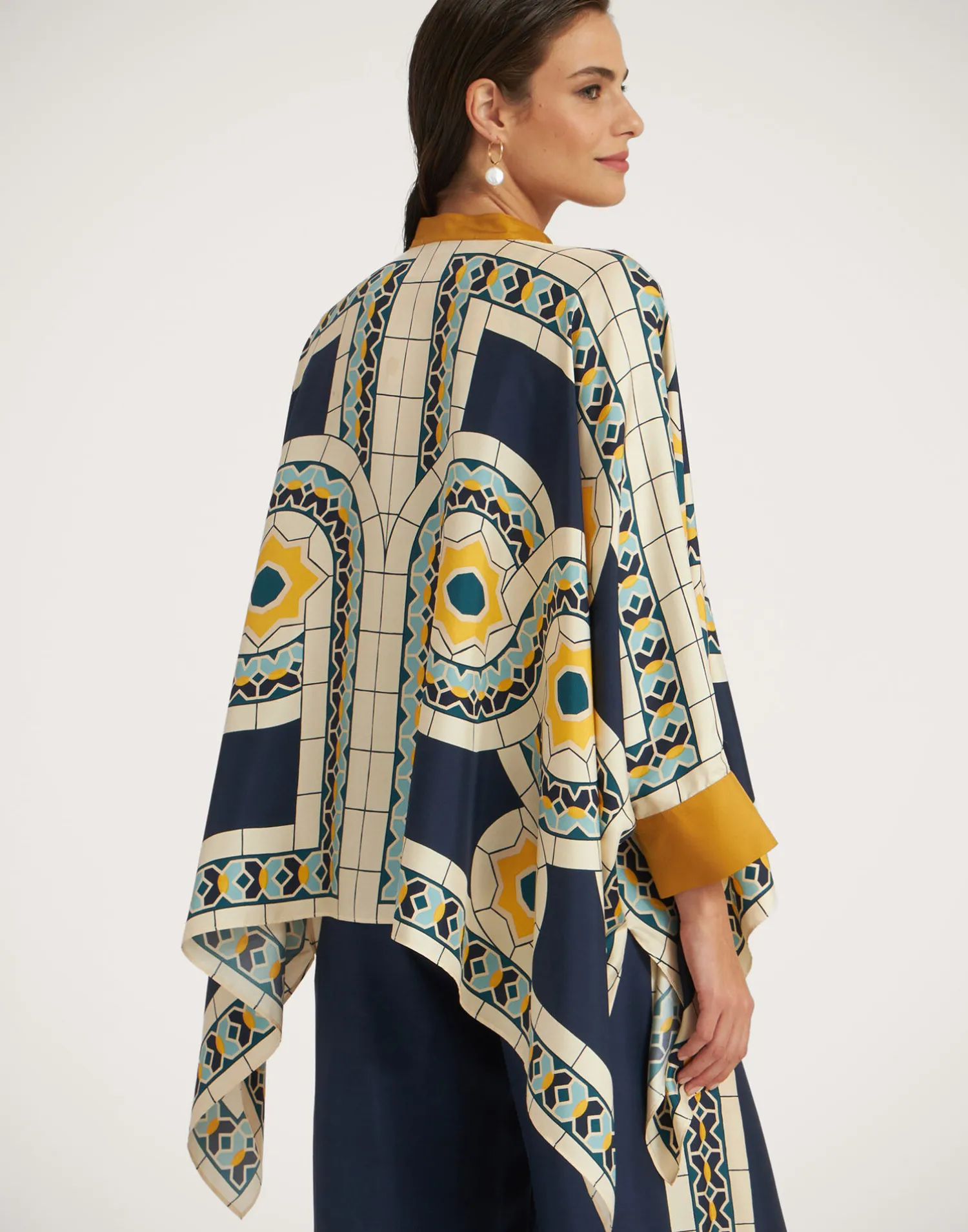 La DoubleJ Camicie E Top<Foulard ShirtMudejar Placée Blue in Silk Twill