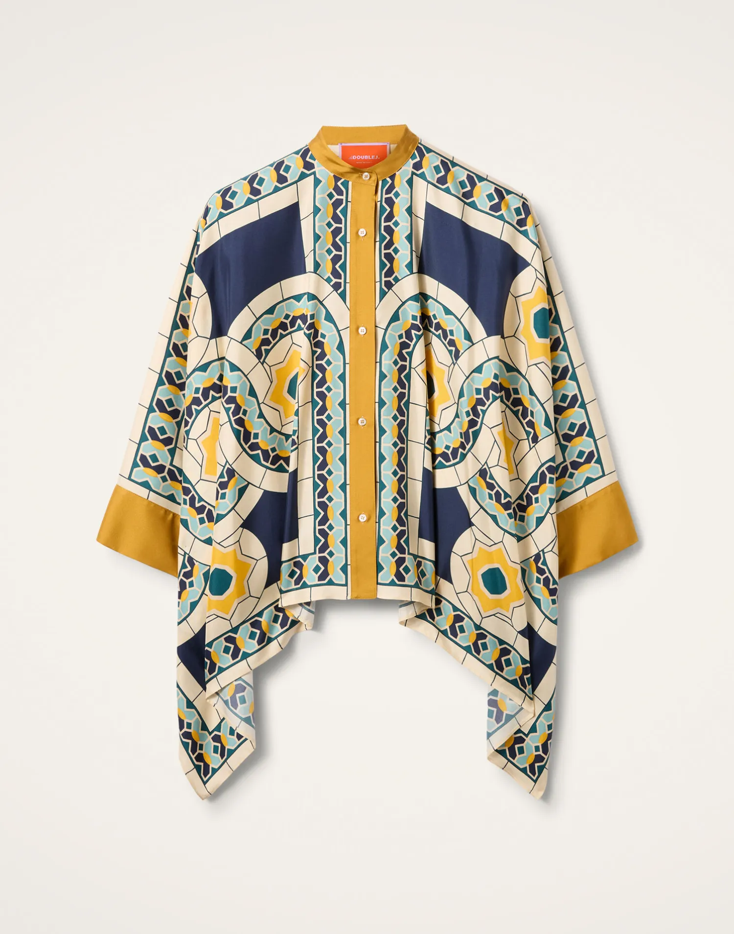La DoubleJ Camicie E Top<Foulard ShirtMudejar Placée Blue in Silk Twill