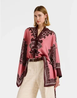 La DoubleJ Camicie E Top<Foulard ShirtOltrarno Plac&eacute;e Pink in Silk Twill