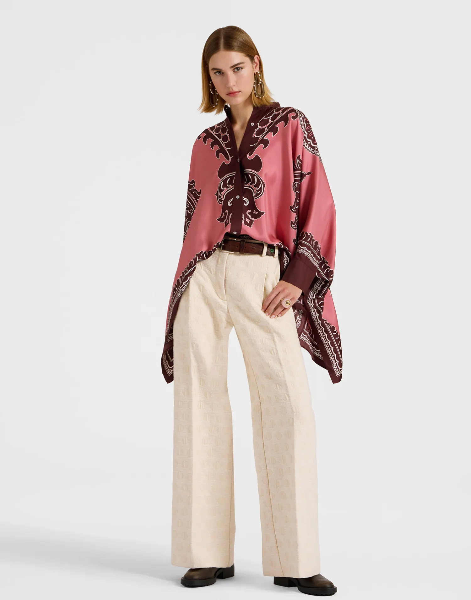 La DoubleJ Camicie E Top<Foulard ShirtOltrarno Placée Pink in Silk Twill