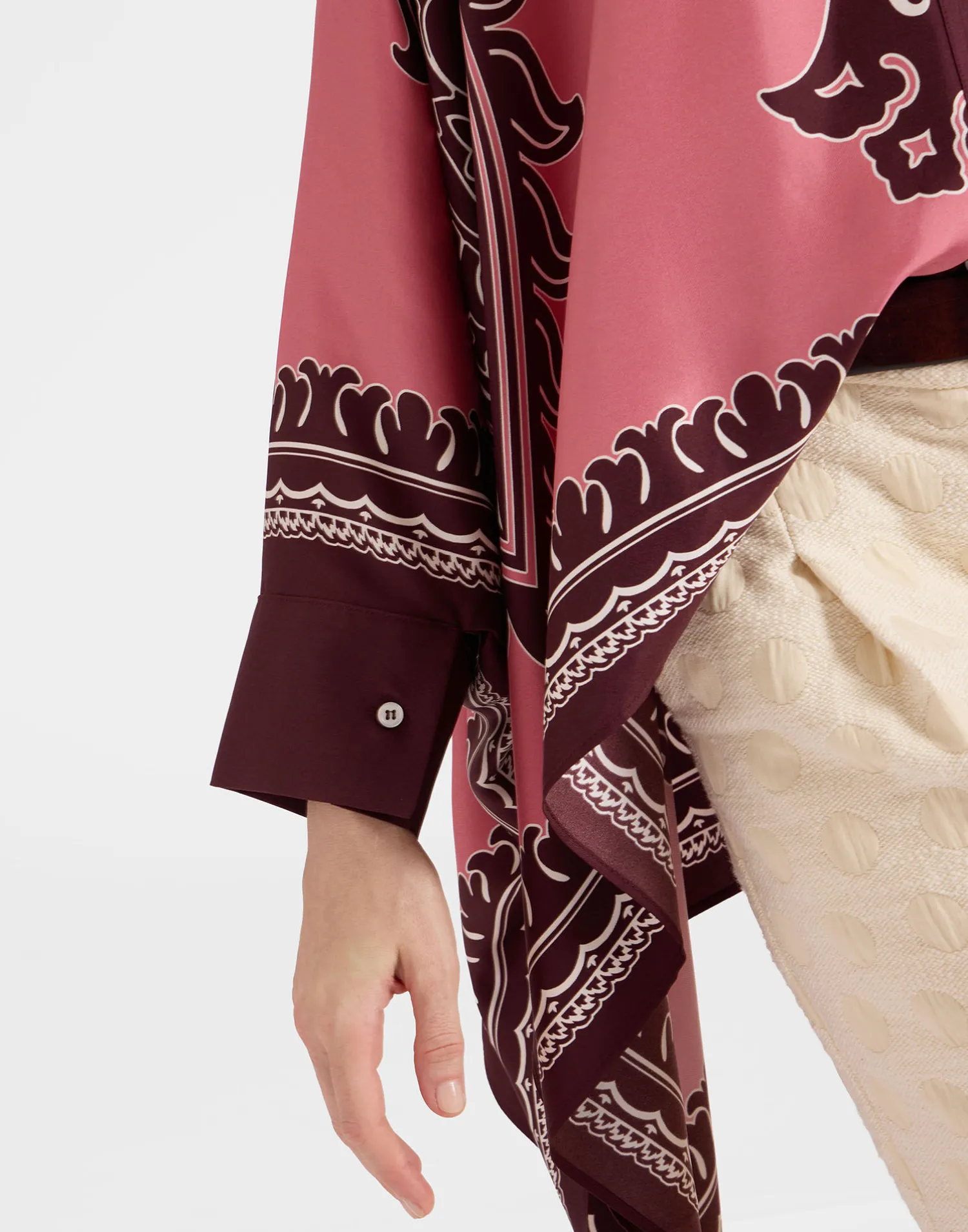 La DoubleJ Camicie E Top<Foulard ShirtOltrarno Placée Pink in Silk Twill