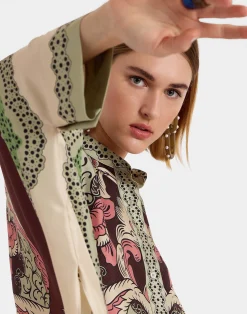 La DoubleJ Party Dressing<Foulard ShirtPortal Plac&eacute;e Brown in Silk Twill