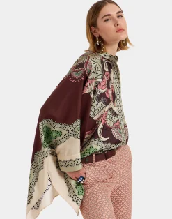 La DoubleJ Party Dressing<Foulard ShirtPortal Plac&eacute;e Brown in Silk Twill