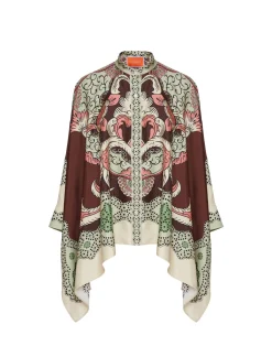 La DoubleJ Party Dressing<Foulard ShirtPortal Plac&eacute;e Brown in Silk Twill