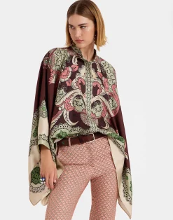 La DoubleJ Camicie E Top<Foulard ShirtPortal Plac&eacute;e Brown in Silk Twill