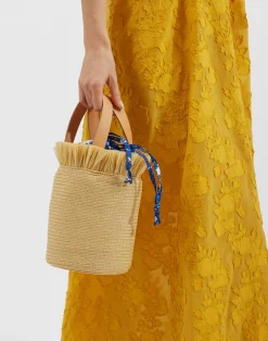 La DoubleJ Borse E Pochettes|Accessories<Fringe SecchielloSolid Light Beige in Raffia Spagna