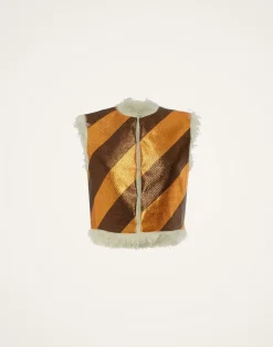 La DoubleJ Capispalla<Glam Reversibile Gilet IntarsiaBronze in Faux Python