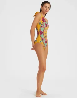 La DoubleJ Moda Mare<Goddess SuitZodiac Plac&eacute;e Marigold in Supreme Lycra