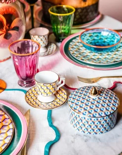 La DoubleJ Set Da Te E Caffe|Tavola<Goodie JarCubi Blu in Porcelain