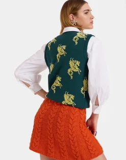 La DoubleJ Maglieria<Gryphos GiletBlack & Lime in Fleece Jacquard