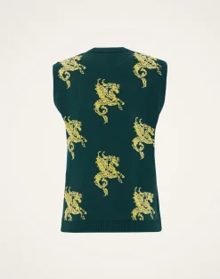 La DoubleJ Maglieria<Gryphos GiletBlack & Lime in Fleece Jacquard