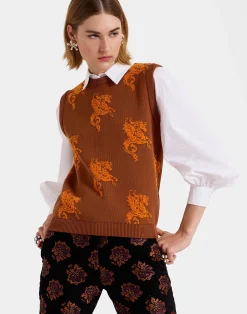 La DoubleJ Maglieria<Gryphos GiletBrown in Fleece Jacquard