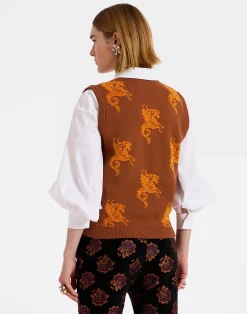 La DoubleJ Maglieria<Gryphos GiletBrown in Fleece Jacquard