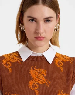 La DoubleJ Maglieria<Gryphos GiletBrown in Fleece Jacquard