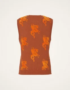 La DoubleJ Maglieria<Gryphos GiletBrown in Fleece Jacquard