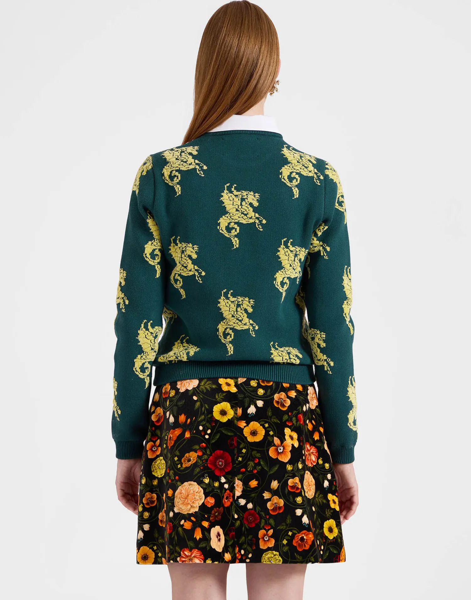La DoubleJ Maglieria<Gryphos SweaterDark Green in Fleece Jacquard