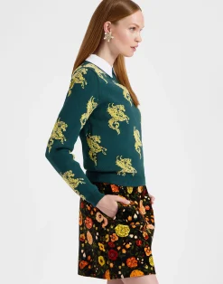 La DoubleJ Maglieria<Gryphos SweaterDark Green in Fleece Jacquard