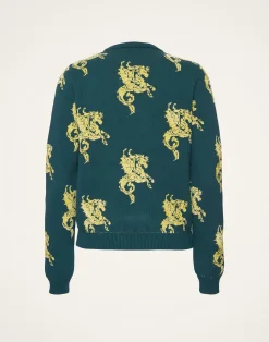 La DoubleJ Maglieria<Gryphos SweaterDark Green in Fleece Jacquard